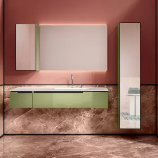 Oasis Profilo Композиция №06 Комплект мебели 155х51.5х h200см., подвесной, цвет: Mint/белый/хром