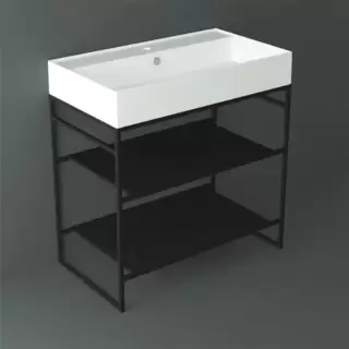 Simas Agile Структура металлическая 81x46xh72см, напольная, для раковины с 1 отв., AG81, с 2 полками, цвет: черный матовый