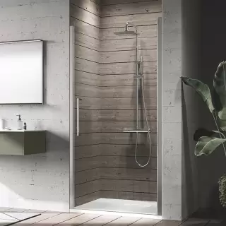 Novellini Young Душевая дверь правая/левая 77-81х200см., для ниши, распашная, стекло, цвет: хром