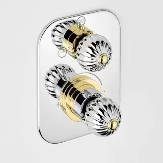 THG Mandarine metal Смеситель для душа встраиваемый, термостатический, с переключателем на 2 положения, внешняя часть, цвет: хром/золото