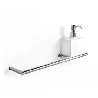 3SC Guy Полотенцедержатель и мыльница, 40см., справа, подвесная, композит Solid Surface, цвет: белый матовый/хром