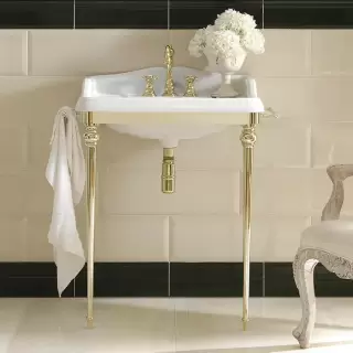 3SC Consolle Консоль Dandy 98х56хh104см, с раковиной LA02, сифоном и полотенцедердателями, напольный, цвет: золото 24к. Lucido