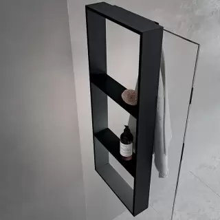 Novellini Kuadra Аксессуары для кабины 35х90cм., с 3 внутренними полками и внешним крючком, для крепления на стекло, цвет: черный матовый