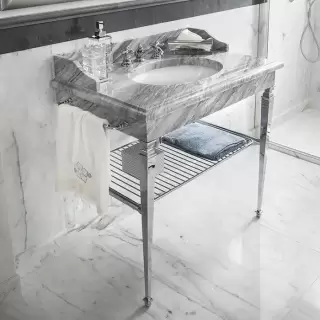 3SC Consolle Консоль Regale 95х60хh77см, с 1 раковиной, сифоном, полкой и полотенцедердателями, напольная, цвет: хром