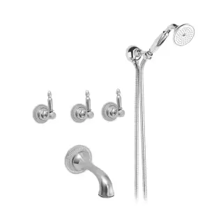 Nicolazzi Impero Смеситель для ванны с изливом из стены на 4 отверстия, встраиваемый, излив: 180 мм, цвет: хром