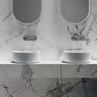 Kerasan Oke Раковина круглая 40см, накладная, без отв., цвет: белый глянцевый