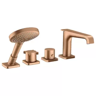 Axor Citterio E Смеситель на борт ванны, термостатический, на 4 отв., с ручным душем, (внешняя часть), цвет: шлифованная бронза
