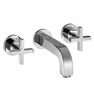 Axor Citterio, Смеситель для раковины, на 3 отверстия, с крестовыми рукоятками, розетками и изливом 162 мм, настенный монтаж, СМ, внешняя часть, цвет: хром