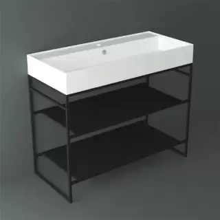 Simas Agile Структура металлическая 101x46xh72см, напольная, для раковины с 1 отв., AG101, с 2 полками, цвет: черный матовый