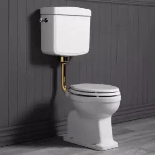 SIMAS Londra Унитаз 60х36.5см, c вертикальным сливом со средним бачком, механизмом и трубой цвет золото