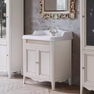 TW Veronica, База с раковиной Simas AR834bi*1 73x54см с 1отв. под смеситель , 2 расп. дверки, доводч. Blum, ручки: Riflesso бронза, напольная, цвет: Vintage