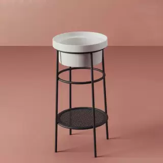 Artceram Fuori Scala Металическая структура &Oslash;38хh83см с раковиной, без отв., Fuori Scala &Oslash;41, напольная, цвет: черный матовый/белый глянцевый