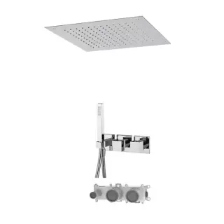 Fima Carlo Frattini Sistemi doccia Душевая система, с верхним душем 49х49см., встраиваемый, термостатическим смесителем, на 2 выхода и ручным душем, цвет: хром