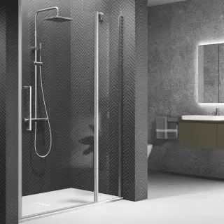 Novellini Young Душевая дверь правая/левая 87-91х200см., для ниши, распашная с неподвижным сегментом, стекло, цвет: хром