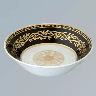 THG MARQUISE NOIR DECOR OR Блюдо керамическое &oslash;130 мм., настольное, декор черный/золото, цвет: белый