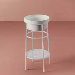 Artceram Fuori Scala Металическая структура &Oslash;38хh83см с раковиной, без отв., Fuori Scala &Oslash;40, напольный, цвет: белый матовый/белый глянцевый