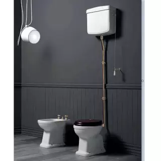 SIMAS Londra Унитаз 60х36.5см, c горизонтальным сливом, с высоким бачком, механизмом и трубой цвет золото