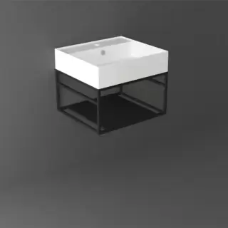 Simas Agile Структура металлическая 51x46xh28см, подвесная, для раковины с 1 отв., AG51, с 1 полкой, цвет: черный матовый