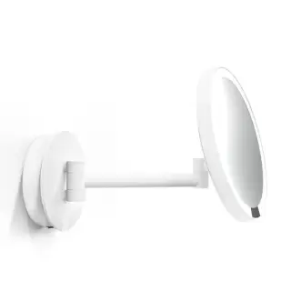 Decor Walther Round Just Look WR Косметическое зеркало 21.5см, подвесное, увел. 5x, подсветка LED, цвет: белый матовый