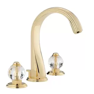 THG Mandarine Cristallia Diamant Смеситель для раковины на 3 отверстия, с донным клапаном, цвет: полированное золото
