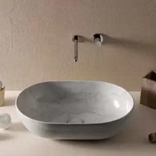 Globo T-Edge Раковина-чаша 60х41 см, без отв., на столешницу, цвет: Marmo di carrara