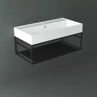 Simas Agile Структура металлическая 91x46xh28см, подвесная, для раковины с 1 отв., AG91, с 1 полкой, цвет: черный матовый