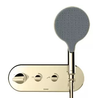 Bossini Apice Смеситель для душа, встраиваемый, термостатический, 2 запорных вентиля, с ручным душем и шлангом 150cм, внешняя часть, цвет: брашированый никель