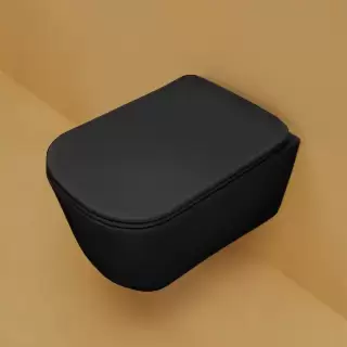 Kerasan Tribeca Унитаз подвесной 54х35см безободковый, с системой экономии воды 3л, c креплением, цвет: черный матовый