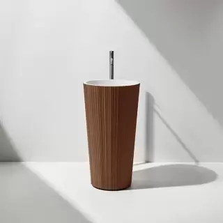 Antonio Lupi Plisse Раковина 47х85 см, без отв., напольная, слив в пол, с сифоном, донным клапаном и шлангом, Flumood, внешний цвет: Copper powder, внутри белый