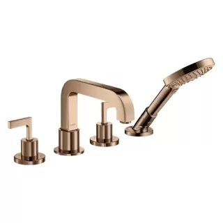 Axor Citterio Смеситель на борт ванны, на 4 отв., ручка: рычаг, с ручным душем, цвет: полированное красное золото