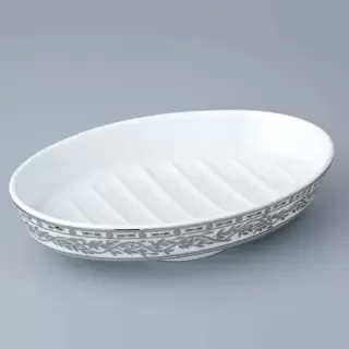 THG Marquise platinum decor Мыльница керамическая, настольная, декор платина, цвет: белый