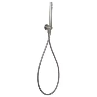 Carlo Frattini Spillo Steel Душевой комплект с ручным душем, шлангом 1500 мм. и настенным держателем с подводом воды, цвет: INOX