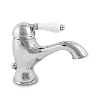 Nicolazzi P.m. Blanc Смеситель для раковины однорычажный, с донным клапаном, ручки белая керамика, цвет: хром