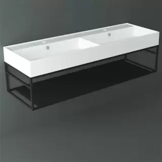 Simas Agile Структура металлическая 141x46xh28см, подвесная, для раковины с 1 отв., AG141, с 1 полкой, цвет: черный матовый