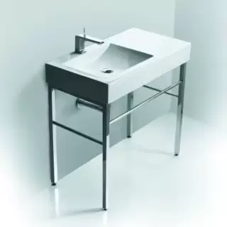 Simas Frozen Консоль 90х50см с 1 отв. выбитым вручную, напольная, цвет: белый