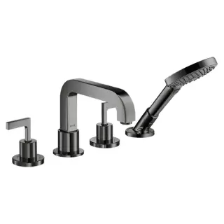 Axor Citterio Смеситель на борт ванны, на 4 отв., ручка: рычаг, с ручным душем, цвет: полированный черный хром