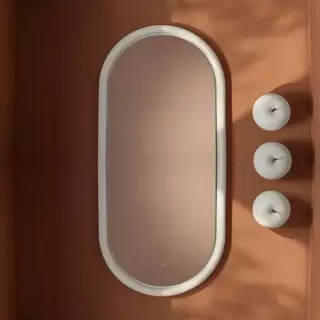 Artceram Milano Зеркало 55х100 см в керамической раме с LED-подсветкой и сенсорным выключателем, цвет: белый матовый