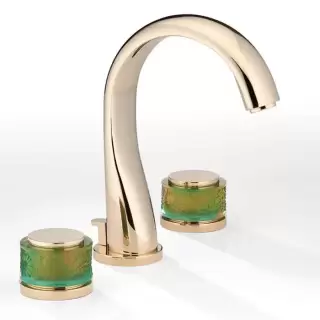 THG Island Смеситель для раковины на 3 отверстия, с донным клапаном, цвет: Soft gold