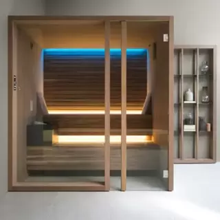 Effegibi Yoku S Glass Сауна 174x170х214см, угловая DX, цвет: черный орех