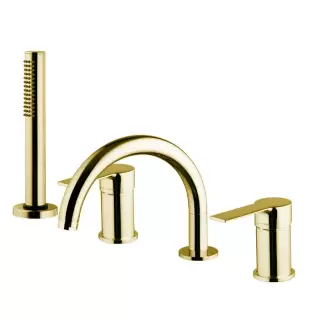 Fima Carlo Frattini Mast Смеситель на борт ванны, на 4 отв., с ручным душем, цвет: золото