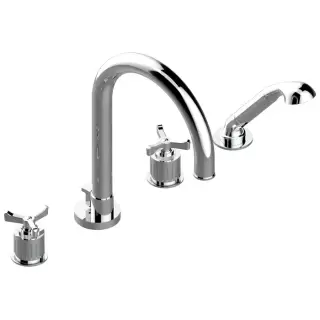 THG Hamptons Смеситель на борт ванны, 4 отв., с ручным душем, цвет: хром