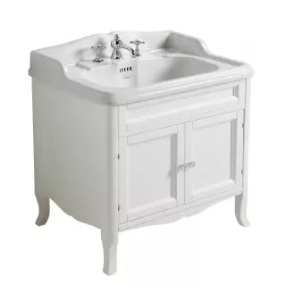 SIMAS Arcade Тумба под раковину , прямой фронт (ручки и петли цвет хром), с раковиной AR834, 70см, напольная, Цвет: белый