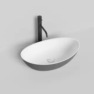 Salini Noemi Раковина накладная 56х34х15см., без отв. под смес, без перелива, мат-л: S-Stone, матовый, цвет: RAL 9011