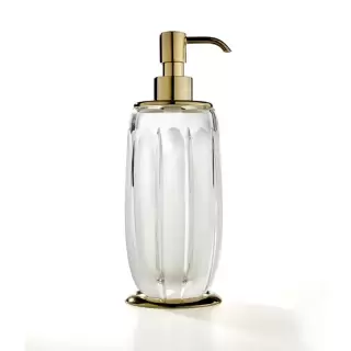 3SC Montblanc Дозатор настольный 7,5хh23х7,5 см, цвет: прозрачный хрусталь/золото матовое