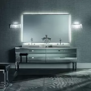 VITAGE milldue edition HILTON Комплект мебели с тумбой под раковину, раковиной ZURIGO63, зеркалом ZURIGO, 216 см, напольный, цвет: Fum&egrave;/сталь