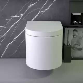 KNIEF Pearl Унитаз подвесной безободковый 56х39см в комплекте с сиденьем микролифт, цвет: белый матовый