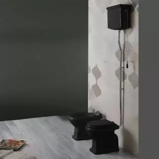 SIMAS Arcade Унитаз напольный, выпуск в пол, 36,5х55см, цвет: черный/хром