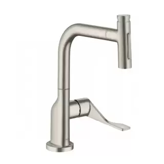 Axor Citterio Смеситель для кухни, 1 отв., с вытяжным изливом, цвет: сталь