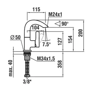 Axor Montreux Смеситель для раковины, встраиваемый, излив: 22.5см., ручка: рычаг, цвет: полированное красное золото