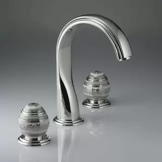 THG Marquise porcelaine blanche Смеситель для раковины, 3 отв., цвет: хром/платина/белый фарфор